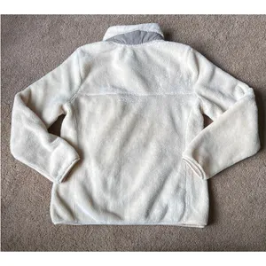 L.L.Bean Hi-Pile Fleece Pullover cream and gray size large thumbnail 7