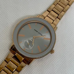 Anne Klein women watch rose gold tone small second 35mm round quartz running thumbnail 2