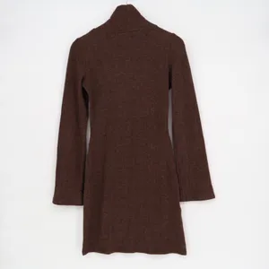 Gina Tricot Brown Turtleneck Ribbed Knit Mini Dress XS Long Bell Sleeve Slit thumbnail 5