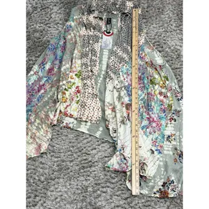 Women’s Floral Patchwork Kimono Duster Vest Cover Up Boho Hippie Size L/XL NWT thumbnail 12
