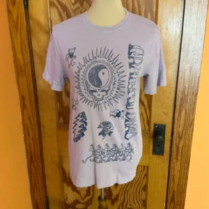 Grateful Dead Junk Food Pink Graphic Tee Distressed Skull Yin Yang Shirt Size S thumbnail 12