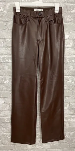 Abercrombie & Fitch The 90’s Relaxed High Rise Faux Leather Straight Leg Pants thumbnail 1