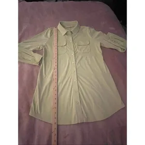 Soft Surroundings Chartreuse Green Polyester Suede Button Front Tunic Top M thumbnail 5
