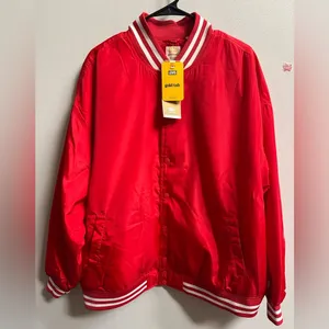 Levi’s Gold Tab Redwood Tech Baseball Jacket Women’s XL Oversized Red‎ Bomber thumbnail 4