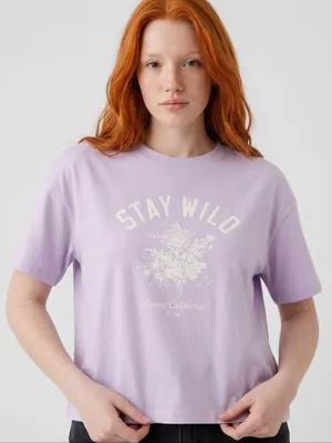NWT Stay Wild Lavender Graphic Tee thumbnail 3