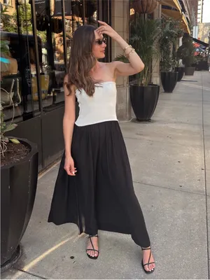 Solid & Striped Sasha Strapless Dress in Optic White Noir Black thumbnail 3