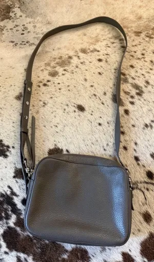 All Saints Captain Lea Leather Crossbody Bag In Gray thumbnail 1
