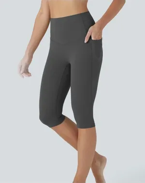 Halara S Womens Gray High-Waisted Capri Leggings With Pockets Size S thumbnail 1