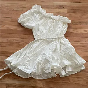 RHODE White Ruffle One Shoulder Mini Dress Large Cottagecore Coquette Summer thumbnail 6