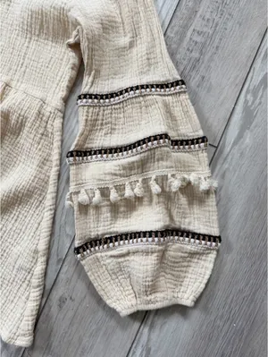 Anthropologie Neutral Eco Peasant Boho Chic Western Balloon Cotton Blouse small thumbnail 6
