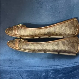 Michael Kors Brown Signature Logo Ballet Flats with Gold Medallion thumbnail 6