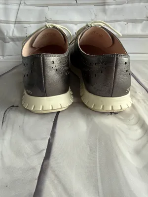 Cole Haan Zero Grand Women's Grey Metallic Wingtip Sneakers with White Soles thumbnail 6