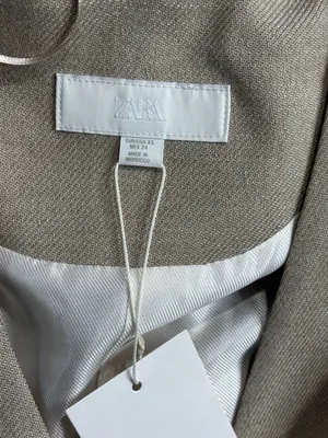 Zara Tailored Blazer with Wool Peplum ZW Collection Beige Size XS thumbnail 4