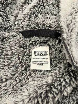 Victoria’s Secret VS PINK frosted gray sherpa fuzzy cozy hoodie open cardigan thumbnail 3