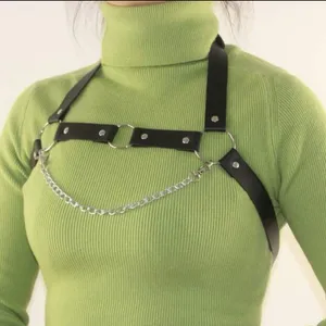 Black Harness Belt Overbust Chain O Rings New thumbnail 2
