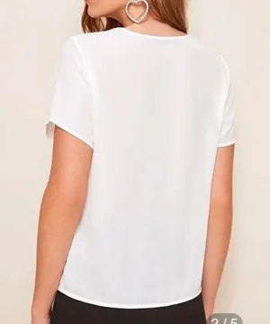 SheIn Solid Mesh Insert Top thumbnail 2