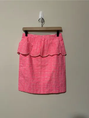 Lilly Pulitzer thyme skirt fiesta pink gingham style 48545 size 6 preppy no flaw thumbnail 3