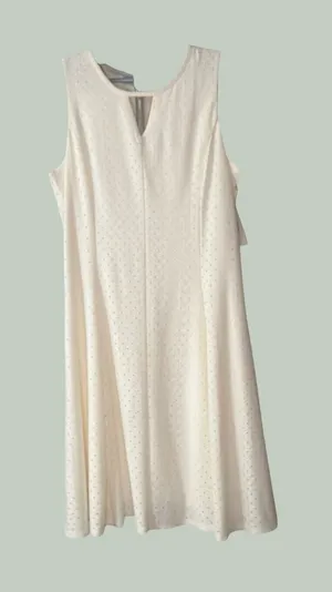 Roz & Ali Ivory White Eyelet Sleeveless Fit Flare Dress Size 14‎ New With Tags thumbnail 1