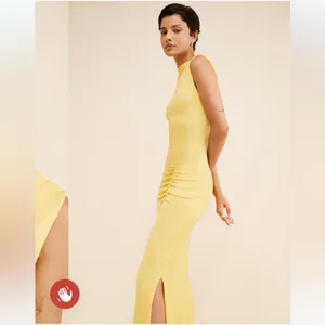 SUBOO Vega rouched front dress in butter size xsmall new with tags thumbnail 3