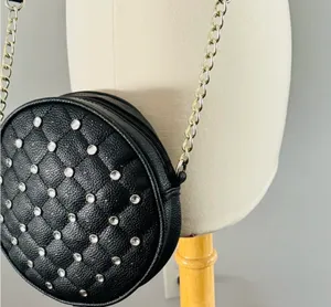 Black Quilted Studded Crossbody Shoulder Bag thumbnail 5