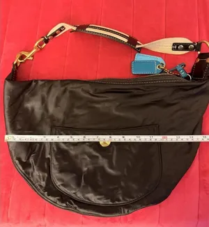 Black Vintage Coach Hamptons Satin Nylon Crescent Hobo Bag 2005 thumbnail 1