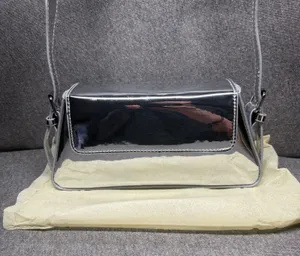 Y2K Style Metallic Shoulder Bag Mirror‎ Chrome 2000s Aesthetic Silver Small thumbnail 1
