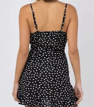 Princess Polly Her Jewel Mini Wrap Dress Polka Dot Adjustable Spaghetti Straps 4 thumbnail 2
