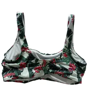 Women's Tropical Floral Bralette White Green Size M Wireless Stretch thumbnail 3