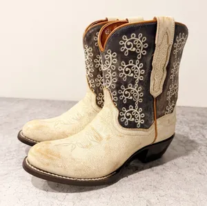 Dan Post Cowboy Boots Blue Leather Embroidered Size 6 * thumbnail 1