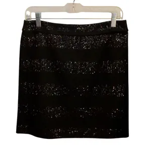 Sequin Skirt NWT Women Size 4 Black Lined Above Knee Party Ann Taylor Loft thumbnail 3