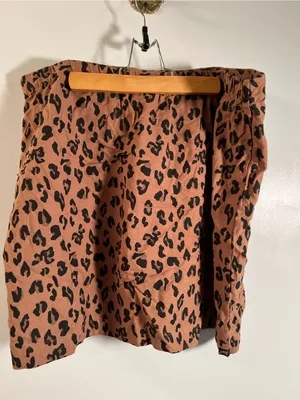 MarleyLilly Women’s Size XL Mini Skirt Tan Black‎ Animal Print Zip Side Cotton thumbnail 5
