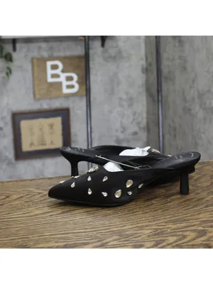 NWT A New Day Womens Katia Heels Satin Slip On Mules 94663382 Black 8.5M thumbnail 8