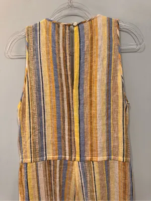 Anthropologie Drew Linen Blend Yellow Striped Jumpsuit Romper thumbnail 6