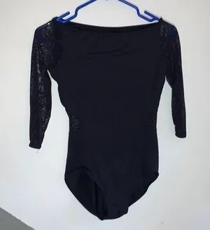 Mirella black long lace sleeve leotard M thumbnail 1