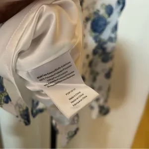 ModCloth Rodeo Rose Button‎ Front Top Floral Western Horse Print White Blue Sz L thumbnail 4