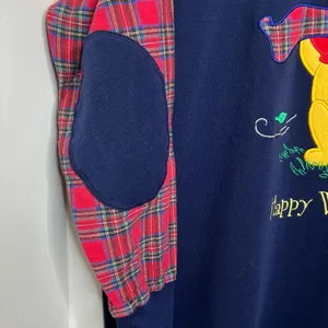 Vintage 90s Pooh Bear Nightgown One Size Happy Windsday Flannel Sleeves Blue thumbnail 5