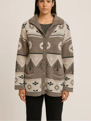Vintage Bauhinia Lambswool Angora Southwestern Cardigan Sweater M thumbnail 10