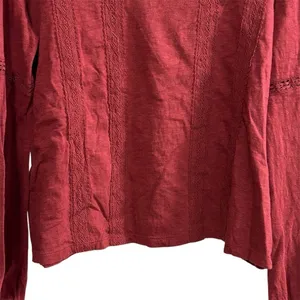 Lucky Brand‎ Women's V-Neck Long Sleeve Blouse Red Size S Casual thumbnail 3