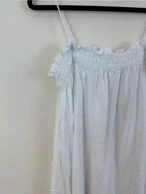 H&M White Cotton Sleeveless with Smocked Bodice Size Small thumbnail 2