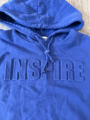 Say What? Blue "Inspire" Embossed Cropped Hoodie thumbnail 2
