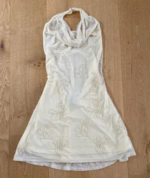 White Fox Mini Dress Beaded Sequins Cowl Neck Between The Lines Size XS Cream thumbnail 1