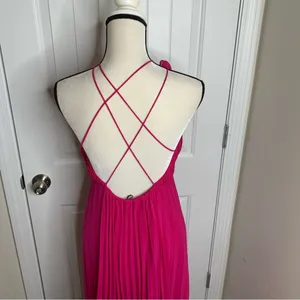 ZARA pink fuschia barbie core pleated maxi dress blogger favorite size large thumbnail 9