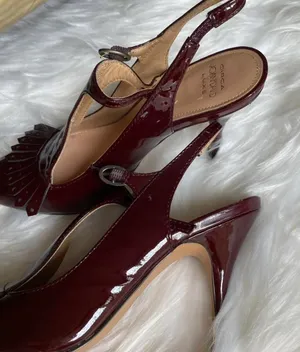 Circa Joan and David Luxe Red Leather Heels Vibrant Red Wine Leather Stiletto heel. thumbnail 3