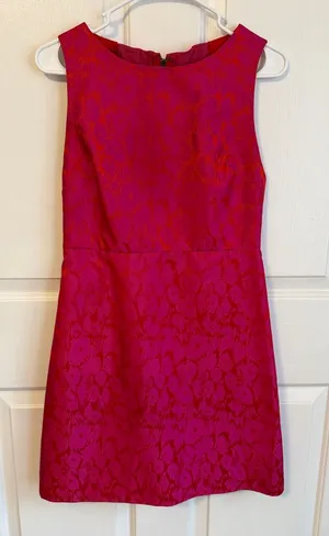 Alice + Olivia Red and Pink Floral Jacquard Sleeveless Dress thumbnail 1
