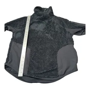 Nike Black Charcoal Gray Sherpa Fleece‎ Pullover Jacket Mens Medium Womens L thumbnail 4