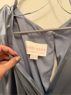 Birdy Grey Jesse Dress in Shiny Satin Dusty Blue size XL thumbnail 3