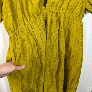 Madewell Annamarie Mini Dress Citrus Lime Cutout Back‎ V-Neck Size 6 NWT linen thumbnail 4
