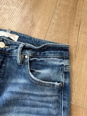 Risen Jeans Size 11 Straight Leg Blue Denim Distressed Wash thumbnail 4