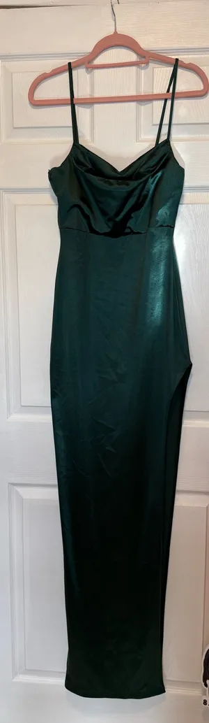 Windsor Satin Green Slit Dress thumbnail 1