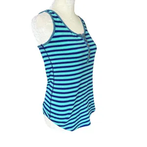 Guess green and blue striped racerback sleeveless stretchy tank top women's XS thumbnail 2